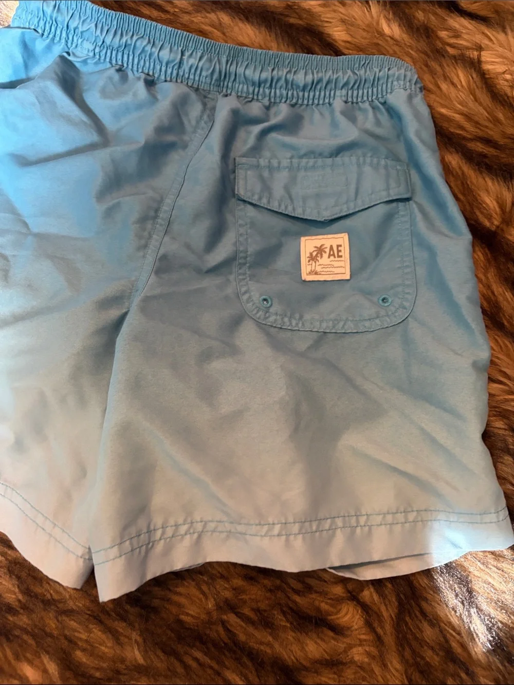 American Eagle Men's Ombre Sky Blue Swim Trunks with Drawstring Waist Size XS